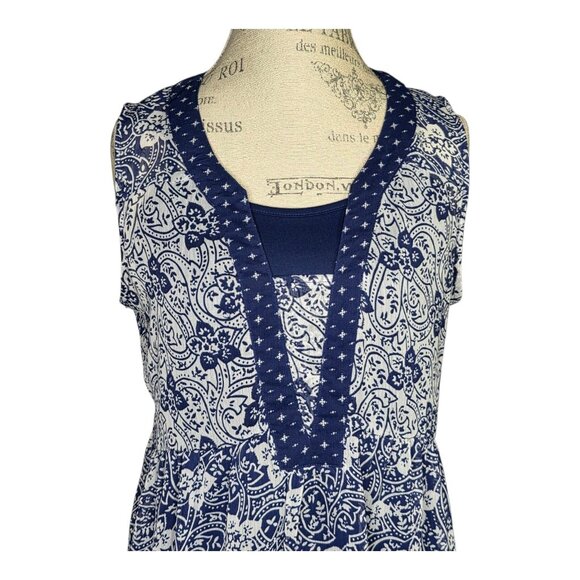 Knox Rose Dress Womens M Blue White Floral 2 Piece High Waist Boho Cottagecore - Picture 2 of 12